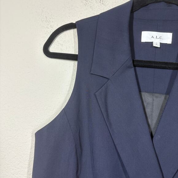 ALC Womens 6 Jocelyn Tailored Mini Dress Maritime Navy Blue Collar Sleeveless - Picture 3 of 9